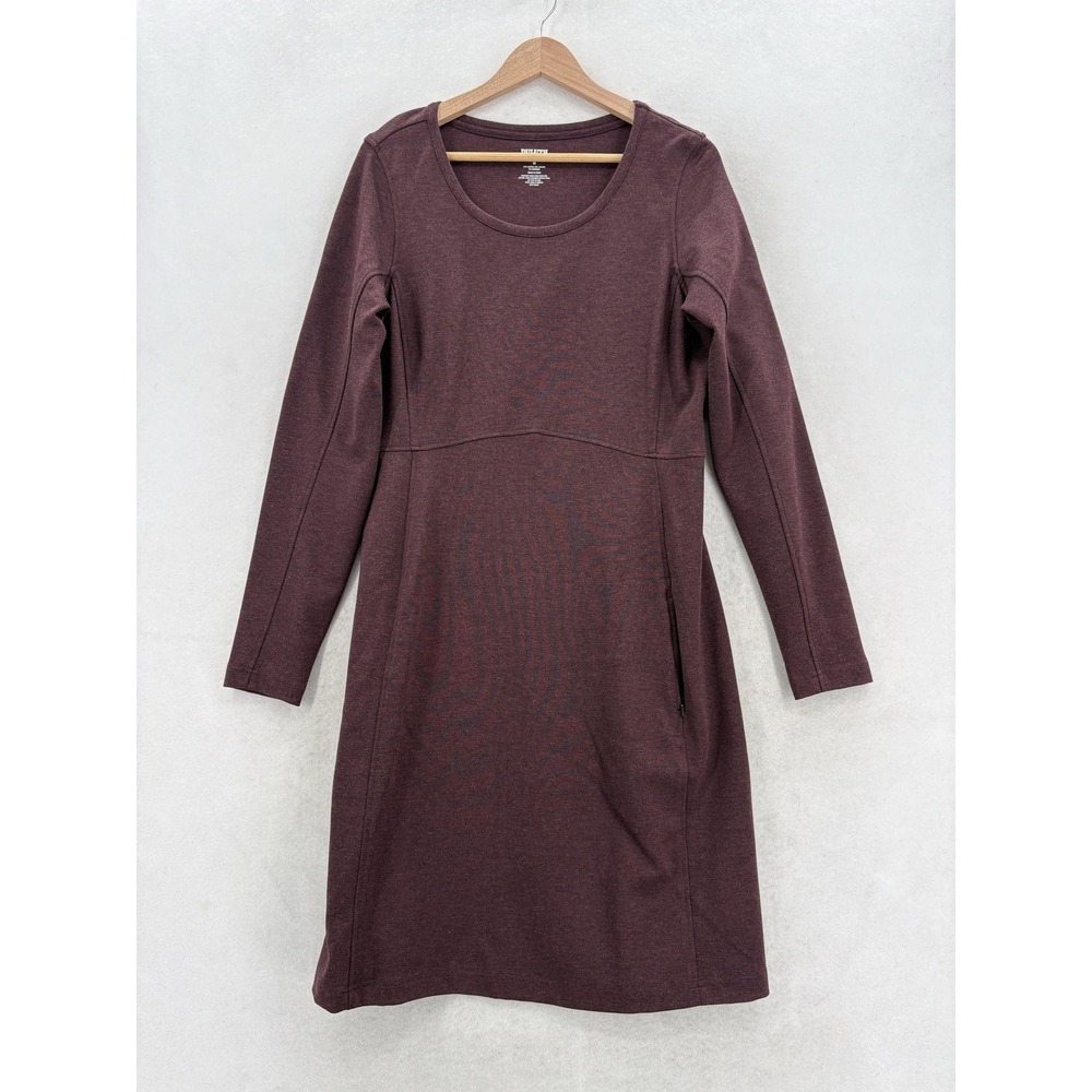 Duluth Wearwithall Ponte Knit Dress Womens Medium Burgundy Long Sleeve Pockets